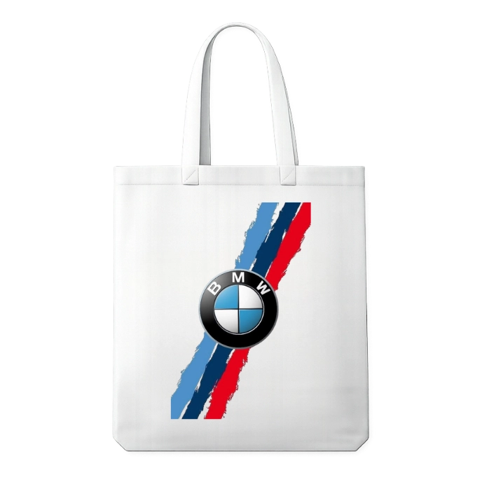 BMW Logolu Baskılı Beyaz Fiora Askılı Bez Çanta