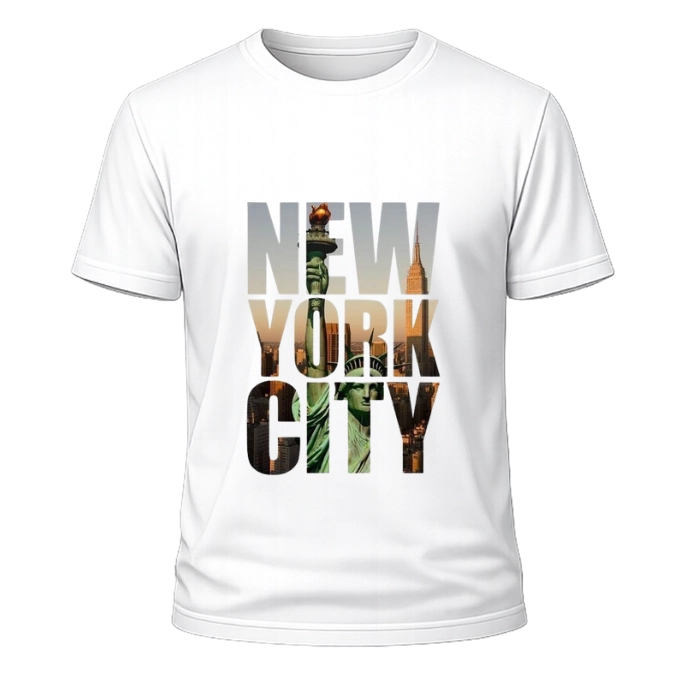 New York City Baskılı Beyaz Oversize Tişört