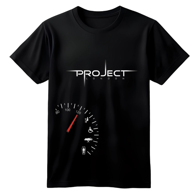 Projekt London Baskılı Siyah Oversize Tişört