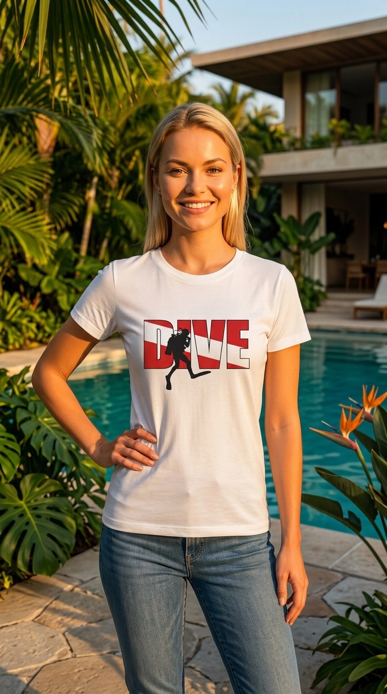 DIVE Red Dalgıç Temalı Unisex Tişört