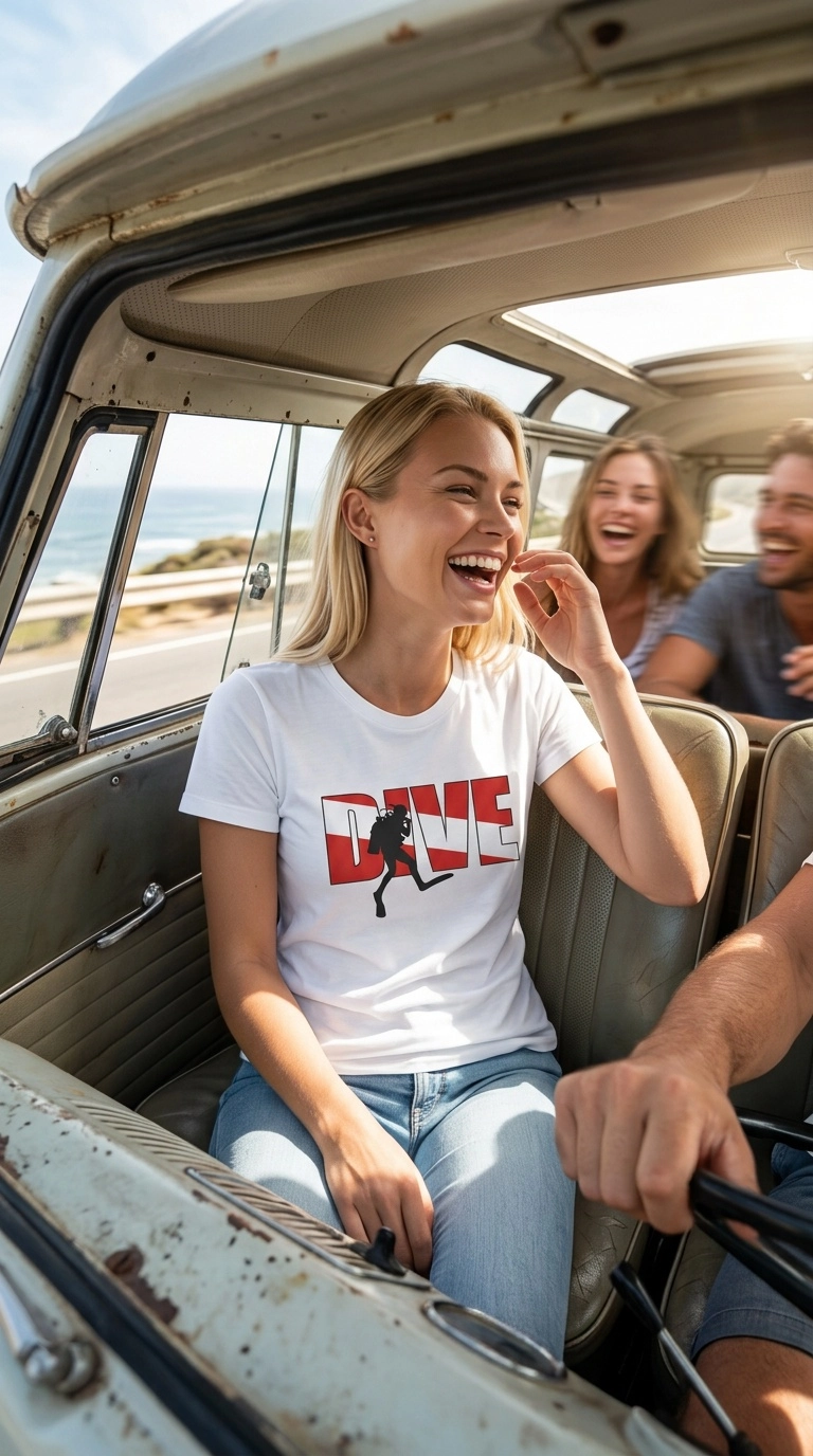 DIVE Red Dalgıç Temalı Unisex Tişört