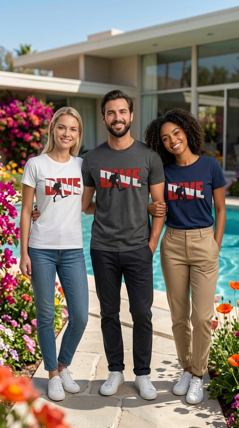 DIVE Red Dalgıç Temalı Unisex Tişört
