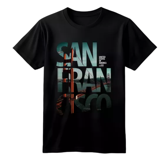 San Francisco Baskılı Siyah Oversize Tişört