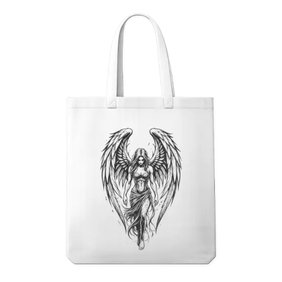 Dark Angel İllüstrasyon Baskılı Keten Fiora Askılı Bez Çanta