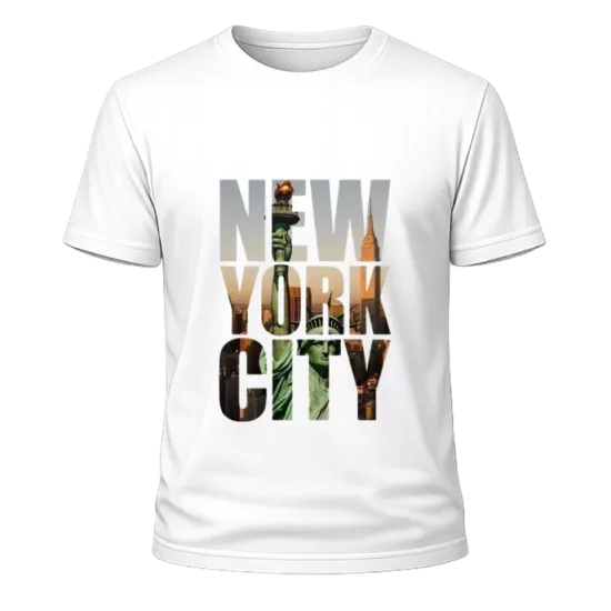 New York City Baskılı Beyaz Oversize Tişört