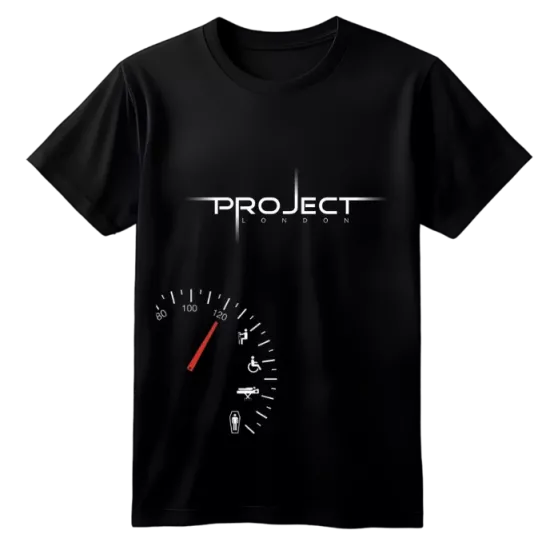 Projekt London Baskılı Siyah Oversize Tişört